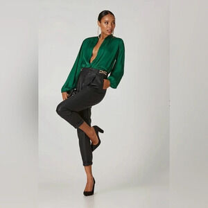 LYNNE high Waist trousers | Baggy pants in leather look
